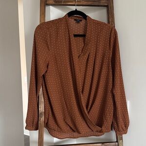 Ann Taylor Brown Polka Dot Blouse